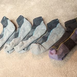 5 pairs Darn Tough slate grey 1/4 height Lightweight Hiking Socks